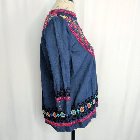 3J Johnny Was Blouse Small Embroidered Top Relaxed Floral - Picture 6 of 10